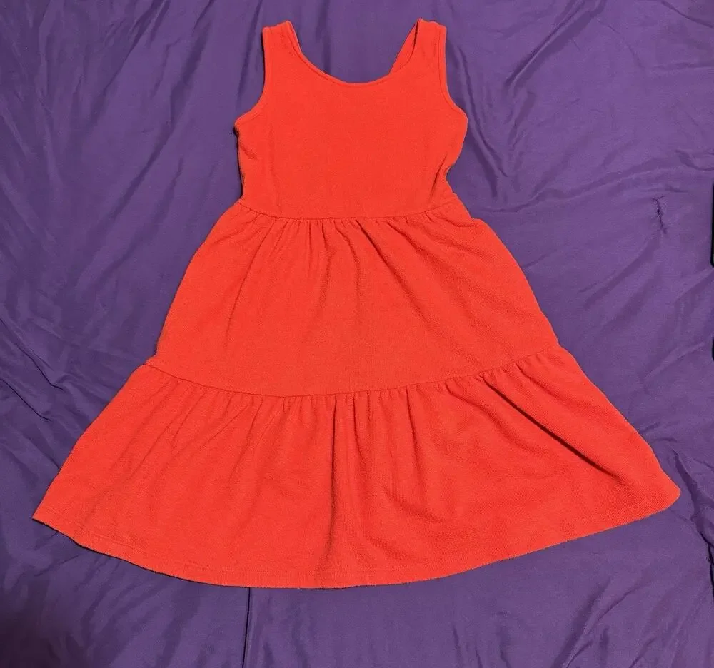 Cat & Jack Little Girls Red Swim Dress Coverup Large 10-12